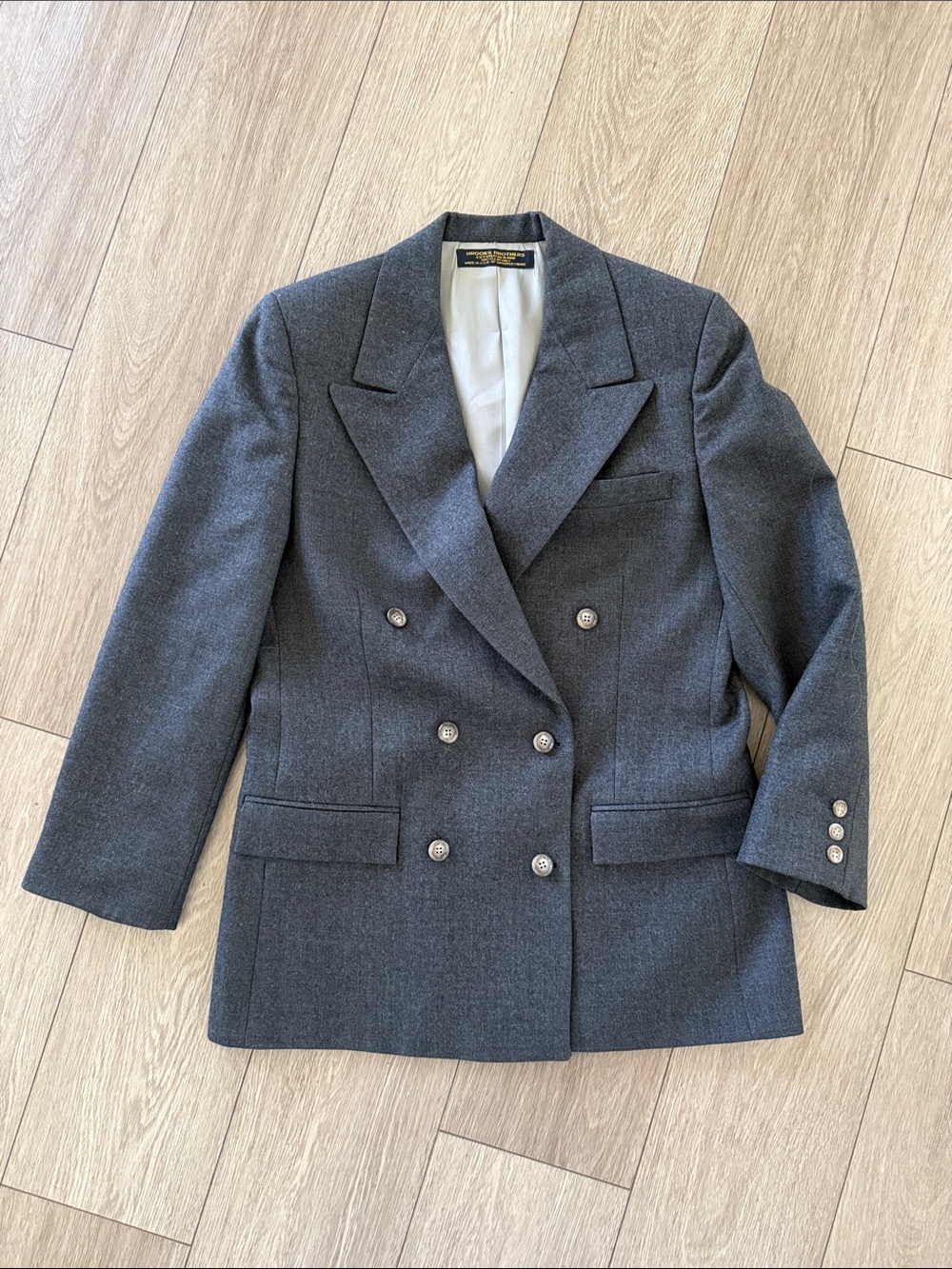 Brooks Brothers Charcoal Gray Double-Breasted Women's Blazer size 8 100% wool
